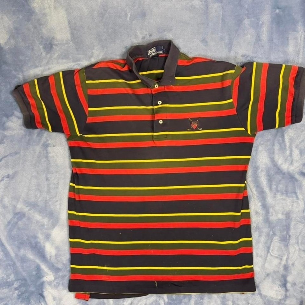 Vintage Rasta polo shirt with embroidered logo men size‎ L